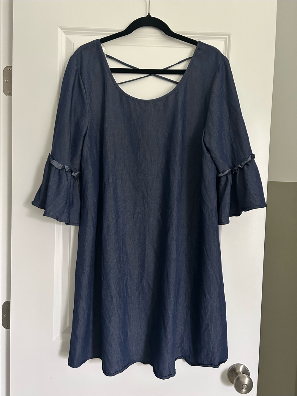 Naif Navy Blue Bell Sleeve Tunic Dress with Back Straps Size 2X